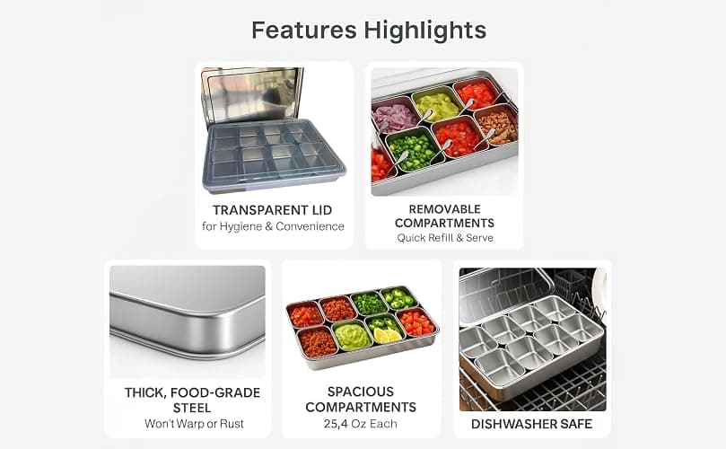 Jugetware Stainless Steel Yakumi Pan, Yakumi Pans, Yakumi Mise En Place, Mise En Place Containers, Japanese Food Container, Stainless Steel Condiment Containers, Multi Compartment Food Containers thumbnail 10