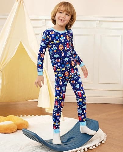 babee Reshinee Bamboo Viscose Toddler Pajamas Boys Girls Baby 12M-8Y Pjs Sets Kids 2pcs Long-Sleeve Snug fit Sleepwear thumbnail 3