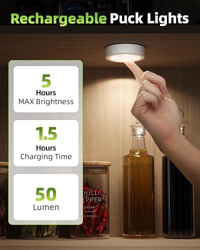 EZVALO LED Puck Lights, Rechargeable Touch Light, 2.95'' Mini Tap Lights, Wireless Closet Light, Under Cabinet Lighting, 3 Color Temps, Stick On Lights Kitchen,Closet,Pantry(2 Pack) thumbnail 2
