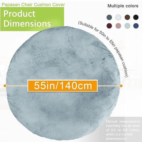 Bextile Shaggy Cover for Papasan Cushion, Shaggy Papasan Chair Cushion Cover, Fluffy Plush Faux Fur Zippered Slipcover Only, Removable Papasan Cushion Covers (A, 55 * 55in) thumbnail 4