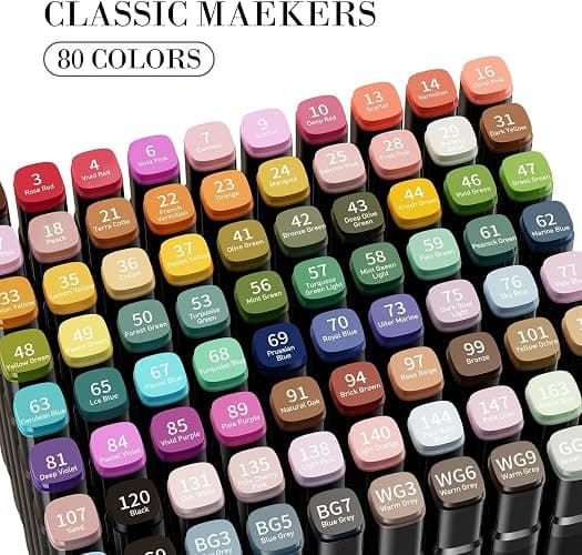 Kitire 80 Alcohol Markers Set, Quick Drying Dual Tip Colouring Pens for Adults, Permanent Art Felt Tip Pens for Coloring Book, Drawing Graffiti, Manga Artists, Painting, Anime, Sketching thumbnail 7