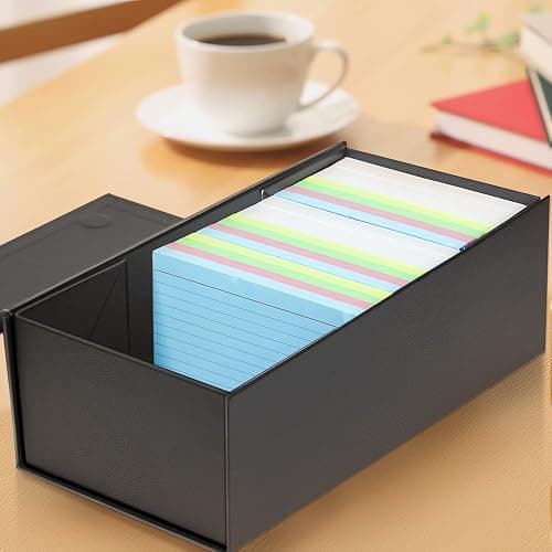 Harhana 3x5 Index Card Holder Card File Box Organizer, Hold 1200 3x5-Inch Flash Cards 1 Pack Black thumbnail 2