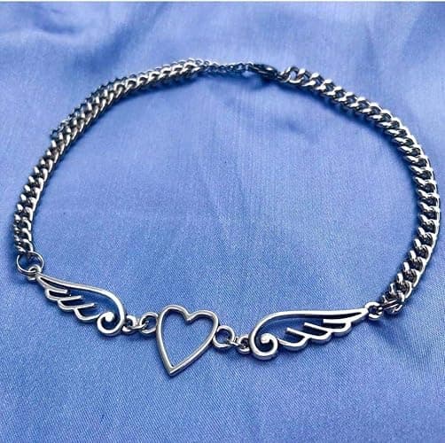 Angel heart wing necklace unisex thumbnail 2