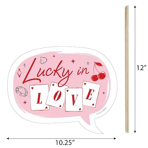 Big Dot of Happiness Funny Lucky in Love Photo Props, Las Vegas Bachelorette Party Decorations, Red & Pink Photo Booth Props Kit - 10 Piece thumbnail 4