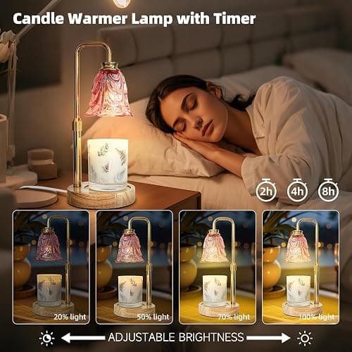 Candle Warmer Lamp with Timer Dimmable Adjustable Height - Upgraded Flower Candle Warmer Lamp with 3 Bulbs, Birthday Gifts for Women Mom,House Warming Gifts Home Decor thumbnail 4