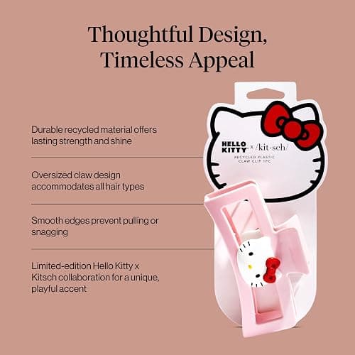 Hello Kitty x Kitsch Hair Clips for Women - Durable, Strong Hold All Day, Cute Jumbo Claw Clips for Thick Hair, Hello Kitty Stuff for Girls | Ideal Gifts for Women - 1 Pc thumbnail 5