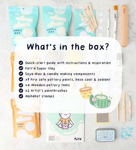 Pott’d Home Pottery Candle Making Kit, DIY Candle Making Kit for Adults. Make Your Own Candles with Air-Dry Clay, Wax, Wicks, Tools, Fragrance Oil & Easy-to-Follow Guide thumbnail 3