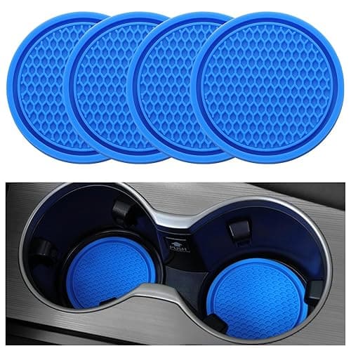 SINGARO Car Cup Coaster, 4PCS Universal Non-Slip Cup Holders Embedded in Ornaments Coaster, Car Interior Accessories, Blue - Blue
