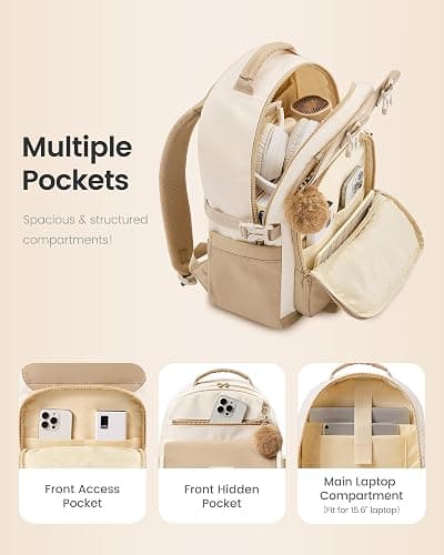 LOVEVOOK School Backpack for Teen Girls, 14-18 Casual Large Capacity Student Laptop Backpack with Pencil Case, 15.6 Inch Bookbag for College, Middle & High School, Gift for Girls thumbnail 3