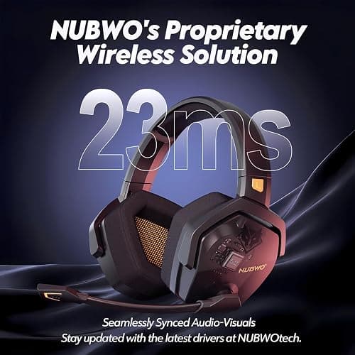 NUBWO G06 Dual Wireless Gaming Headset with Microphone for PS5, PS4, PC - 23ms Low Latency Audio - 100-Hour of Playtime - 50mm Drivers (Black-Orange) - Black-Orange thumbnail 3