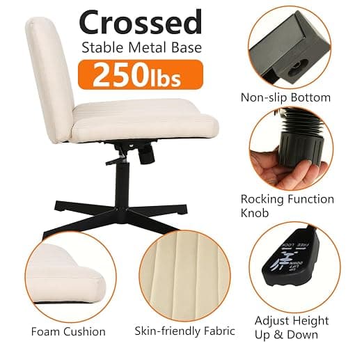 The Criss Cross Chair with Armless Cross-Legged Design Adjustable Height and Premium Comfort Versatility and Easy Assembly Making it a Versatile Addition,Beige thumbnail 5