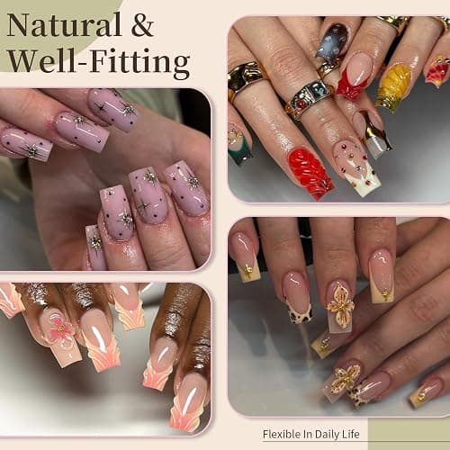 Nail Venares 500 Pcs Half Matte Tip for Gel & Acrylic Extensions, Pre-buff Clear False Nails thumbnail 6