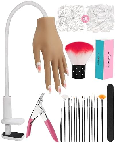 Practice Hand for Acrylic Nails, Silicone Hand for Nail Practice, Nail Tips Won't Fall off Nail Hand, Flexible Nail Practice Hand for Beginners,13.7 x 6.29 x 1.88in - Image 1