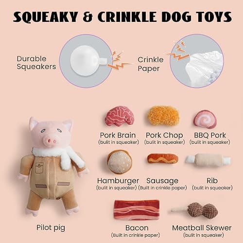 Nocciola Stuffed Pig Dog Toys: Funny Squeaky Crinkle Dog Chew Toys for Small Medium Breed, Plush Puzzle Cognitive Training Pet Enrichment Supplies, Hide and Seek Dog Christmas Stocking Stuffers thumbnail 3