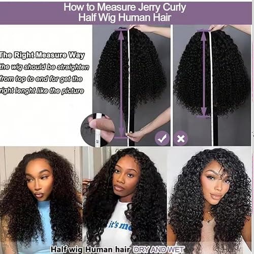 VIPbeauty Kinky Curly Half Wig Human Hair 200 Density 3 In 1 Seamless Flip Over Glueless Wear and Go Beginner Friendly Burmese Curly Half Wig Human Hair Drawstring Headband 20 Inch thumbnail 9