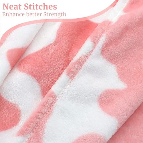 Cow Print Blanket Warm Plush Cute Pink Throw Blanket Soft Flannel Lightweight Fleece Throw for Sofa Couch Bed Travel, Cow Bedding Room Decor for Kids Teens Adults 40x50 inch thumbnail 6