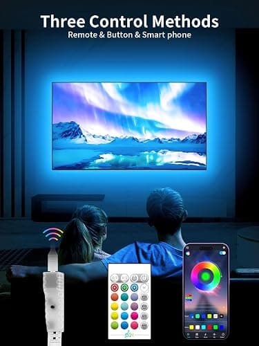 KANTUTOE TV Lights Behind, 19.68ft LED Lights for 55-85 Inch TV, RGB TV Backlight, Music Sync Bluetooth APP and Remote Control Strip Lights USB Powered for Bedroom Gaming Room Decor thumbnail 2