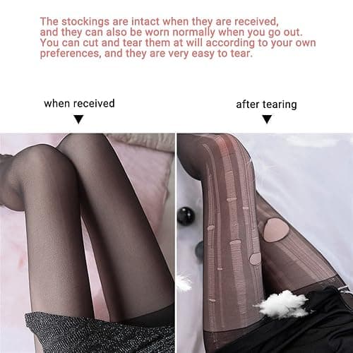 WANHUHOU 5 Pairs Disposable DIY Stockings，Easy Ripped Tights Gothic Women Fishnet Pantyhose Black Female Hollow Out Mesh thumbnail 4