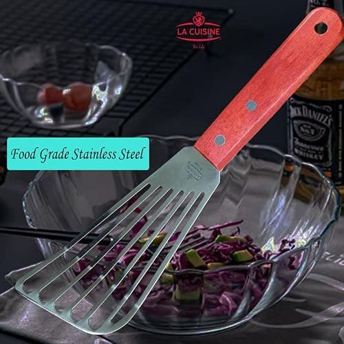 La Cuisine Fish Slotted Spatula Turner with Beveled Edged Stainless Steel, For Flipping Fish Egg Pancake Patties Fries. Blade 6.5", Size 11" thumbnail 5