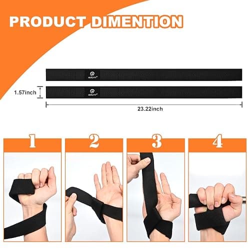 NEALFIT Lifting Straps for Weightlifting, Wrist Straps for Weightlifting, Deadlifts, Bodybuilding, Strength Training, Weight Lifting Straps for Men&Women thumbnail 2