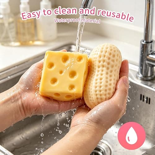 4PCS Cheese Squishy Skin, TPR Fillable Peanut Empty Squishy Skin with Plugs | DIY Peanut & Cheese Empty Squishies Skins, Food Squishies, Adult Stress Relief Supplies For Handmade Squeeze Balls thumbnail 7