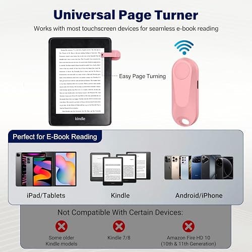 DATAFY [Case-Friendly] Page Turner for Kindle Paperwhite Oasis Kobo eReaders, Camera Camcorder Remote Controls, Page Turner Clicker for ipad Tablets Reading Novels with Wrist Strap Storage Bag thumbnail 6