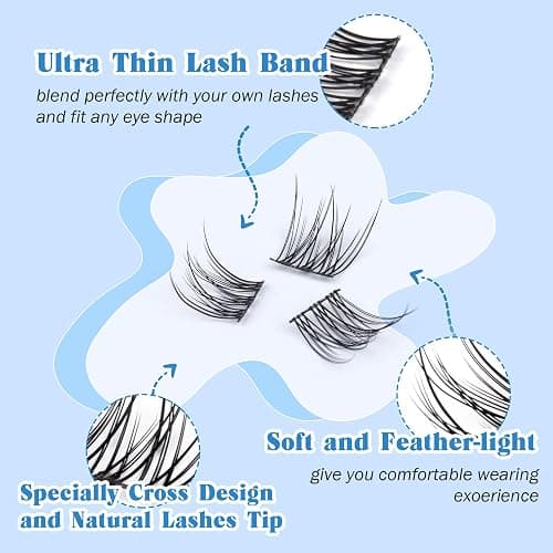 Natural Lash Clusters Kit DIY Eyelash Extension Kit Wispy Eyelash Clusters Individual Lashes Extension Kit CC Curl 9-11MM Lash Bond and Seal Tweezers for Beginner by Newcally thumbnail 5