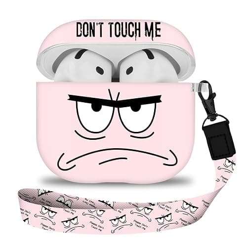 Youtec for Apple Airpods 4th Generation Case Covers(2024),Don't Touch Me for Airpods 4 Cover with Keychain/Lanyard Soft Cute Shockproof Cover for Women Men Compatible AirPods 4 Case,Pink - Image 1
