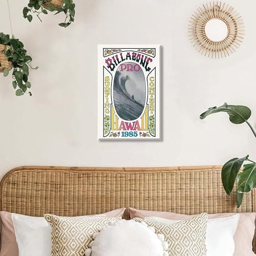 Vintage Hawaii Surf Poster Canvas Print Retro Surfing Competition Wall Art Coastal Beach Wall Picture Decor for Living Room Bedroom Bathroom California Wave Riding Shack Artwork 12x18inch Unframed thumbnail 4