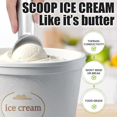 CUNSENR 7 inch Ice Cream Scoop - One-Piece Nonstick Aluminum Ice Cream Scooper - Professional Metal Ice Cream Spoon - Durable, Easy to Use & Clean - Lightweight Cookie Spoon - Scoop Ice Cream (Sliver) - Silver thumbnail 5