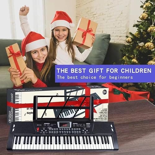 61 key piano keyboard - Electric Keyboard Piano with Microphone, Music Stand, Built-In Speakers - Portable Digital Piano for Beginners, Ideal Gift & Learning thumbnail 8