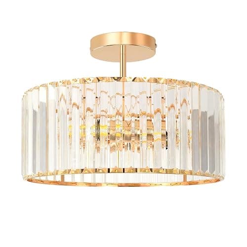 ANWIO Gold Lampshade Light Shade,Kitchen Lights Ceiling,Ceilings Lights Living Room,E27 Light Shade Ceiling,Morden Crystal Ceilings Light,Lounge Lights,Chandelier Lampshade(36.5CM,3 Holder) thumbnail 7