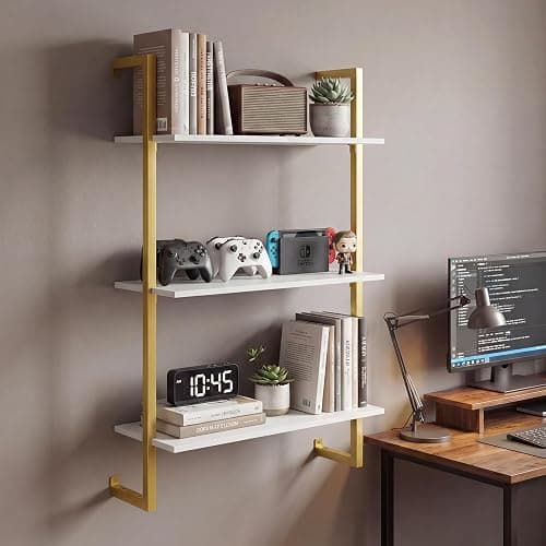 COSTWAY Mensola da Parete a 3 Livelli, Scaffale Verticale Sospeso per Bar Caffè, Portaoggetti Multiusi per Soggiorno Ufficio Domestico e Bagno, 53x23x90 cm (Bianco) thumbnail 9