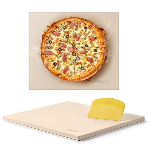 VEVOR Pizza Stone, 16 x 14 in Rectangular Cordierite Pizza Stone, Extra Large Baking-Stone with Scraper, 0.6 in Thick Heat-Resistant Cordierite, for Kitchen Oven, Baking Bread & Pizzas, BBQ Grilling - Image 1