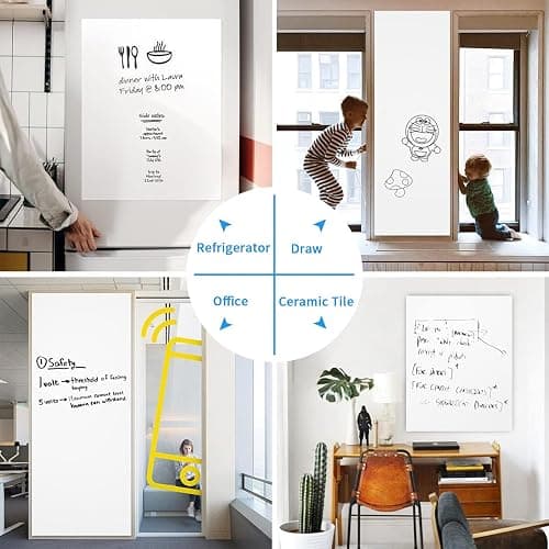 ZNCMRR 78.7"x17.7" Whiteboard Sticker for Wall White Board Contact Paper Dry Erase Wallpaper with 3 Markers Adhesive Poster Board Whiteboard for School Office Home Kids Drawing thumbnail 7