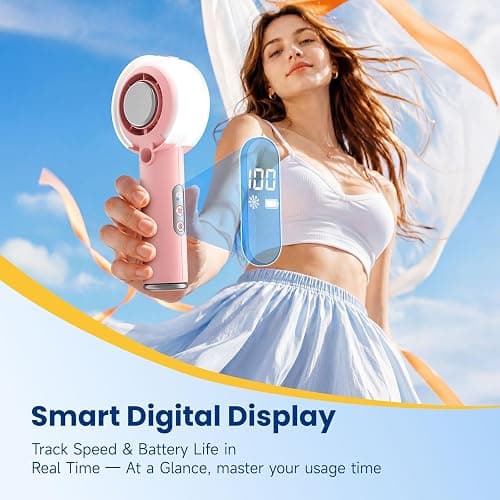 HandFan 5000mAh Portable Turbo Misting Fan, High Speed Handheld Ice Cooling Fan, Spray Water Mist Fans, Mini Hand Fans Rechargeable, 100 levels Adjustable, for Summer Travel Concerts Disney(Pink) thumbnail 7