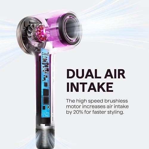 Hair Dryer, Wavytalk Turblow Pro Fast Drying Blow Dryer with Diffuser, High Speed Hair Dryer with 110,000 RPM, Pro Negative Ions for Reduces Damage, Frizz Smoothing, 3 Speeds & 3 Temps, Matte Grey thumbnail 5