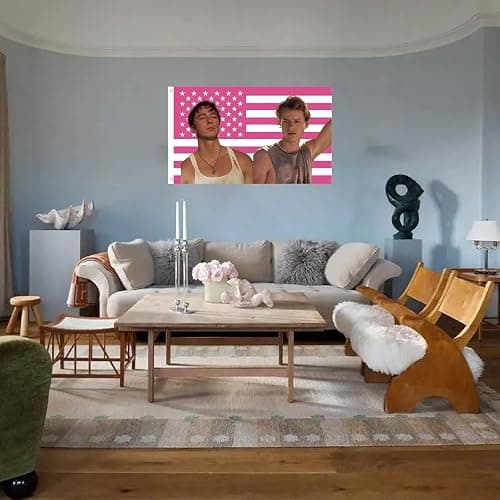 WENWELL JJ and Rafe USA Flag Tapestry - Funny Pink OuterBanks America Flag 3x5 Feet,Polyester Banner for College Dorm Room Bedroom Outdoor Parties Decor with Brass Grommets thumbnail 5