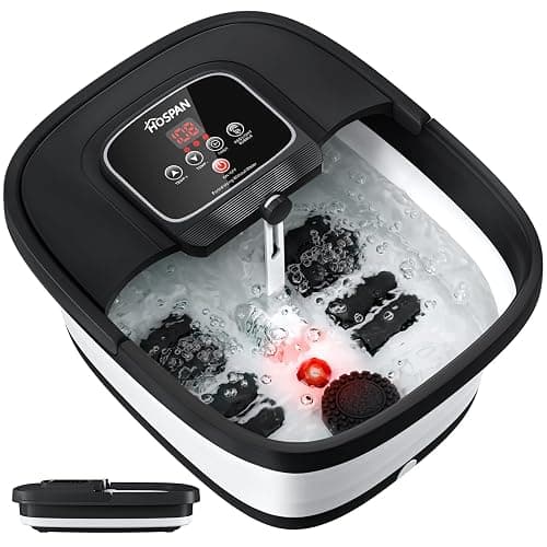 HOSPAN Collapsible Foot Spa with Heat, Bubble, Red Light, and Temperature Control, Foot Bath Massager with 8 Shiatsu Massage Rollers, Pedicure Foot Spa for Relaxation and Stress Relief, Black - Image 1