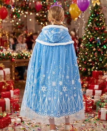 Hulaha Girls Warm Princess Velvet Hooded Cape Kids Play Party Cape Girls Dress up Coloak thumbnail 3