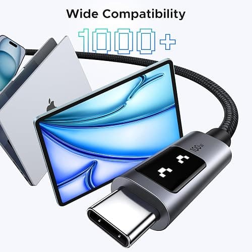 UGREEN Uno USB C to USB C Cable 100W Fast Charging Cable Type C Charging Cord with LED Display for iPhone 17/17 Air/17 Pro/17 Pro Max/16, MacBook Pro/Air, iPad Pro/Air, Galaxy S25 Ultra 10FT Black thumbnail 4