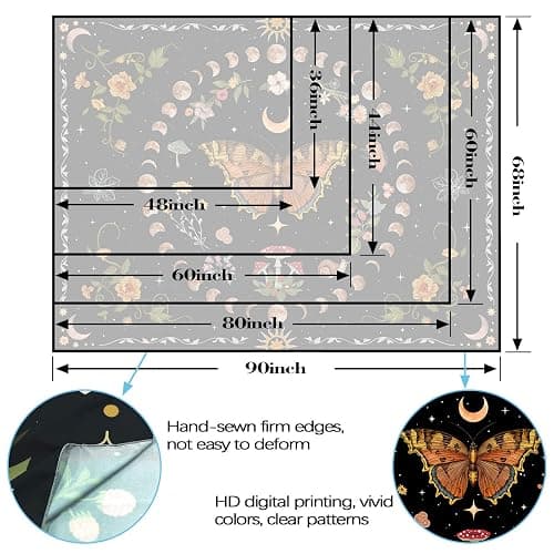 Aipon Orange Butterfly Moon Flower Tapestry Botanical Floral Plant Boho Tapestry for Bedroom Aesthetic Vintage Tapestries Wall Hanging for Living Room Dorm (36.00" x 48.00", Orange) thumbnail 2