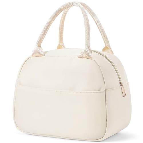 Cunno Insulated Nylon Lunch Bag for Women Man Adult Lightweight Cream Food Box Leakproof Cooler Food Containers Reusable Large Capacity Water Resistant Lunch Bag for Work Picnic or Travel - Image 1