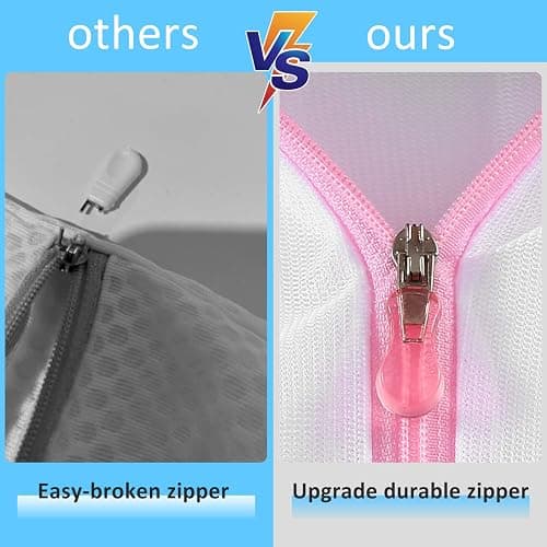 GOGOODA 7Pcs Mesh Laundry Bags for Delicates with Premium Zipper, Travel Storage Organize Bag, Clothing Washing Bags for Laundry, Blouse, Bra, Hosiery, Stocking, Underwear, Lingerie - White - 7 Set-1XXL, 1XL,1L,1M,1S,2 bra bags thumbnail 5