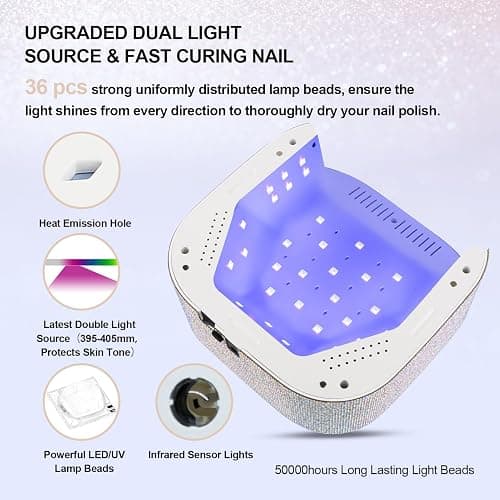 Lavinda UV LED Nail Lamp, 54W Rechargeable Cordless Nail Lamp Nail Dryer Gel Polish UV Nail Light with 4 Timer Setting, Professional Quick Dry Curing Lamp with Display Auto Sensor for Salon & Home thumbnail 4