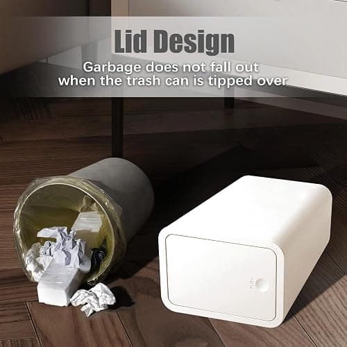 TIPGO Bathroom Trash Can with Lid, 10 Liter/ 2.6 Gallon Slim Garbage Can, Small Trash Bin Waste Basket with Pop-Up Lid for Kitchen, Bedroom, Living Room, Office (White) thumbnail 7