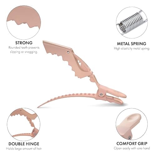 FRAMAR Neutral Alligator Clips For Hair Styling 10 Pack – Professional Alligator Hair Clips For Women, Hair Clip For Women, Salon Hair Clips For Styling – Firm Hold Without Slipping thumbnail 3