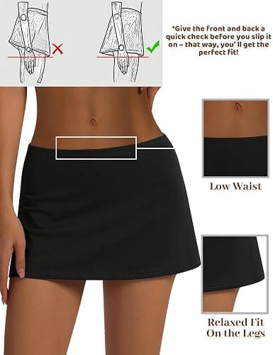 LOMON Women's Low Waist Casual Micro Mini Skirt with Built-in Shorts with Pockets Stretchy Skorts Summer Outfits 2026 thumbnail 6