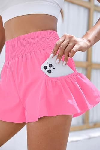 BMJL Womens High Waisted Shorts Athletic Running Shorts Workout Gym Quick Dry Flowy Shorts with Pockets thumbnail 4
