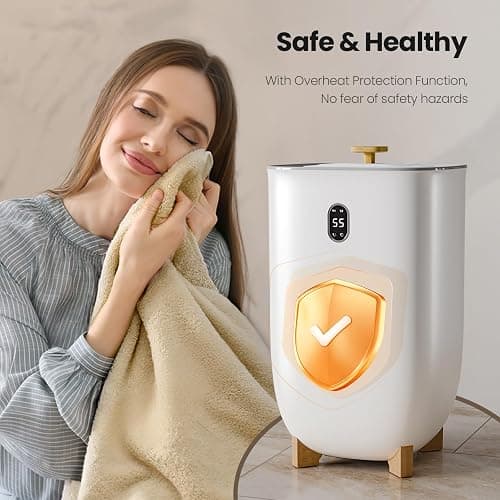 AGLUCKY Towel Warmer for Bathroom, 40L Large Towel Warmers Bucket with 2 Heating Modes, LCD Screen, 20/40/60/90 Min Auto Shut-Off, Fits 2 Blankets, Bathrobes, PJ's, Ideal Gift for Family, White thumbnail 7